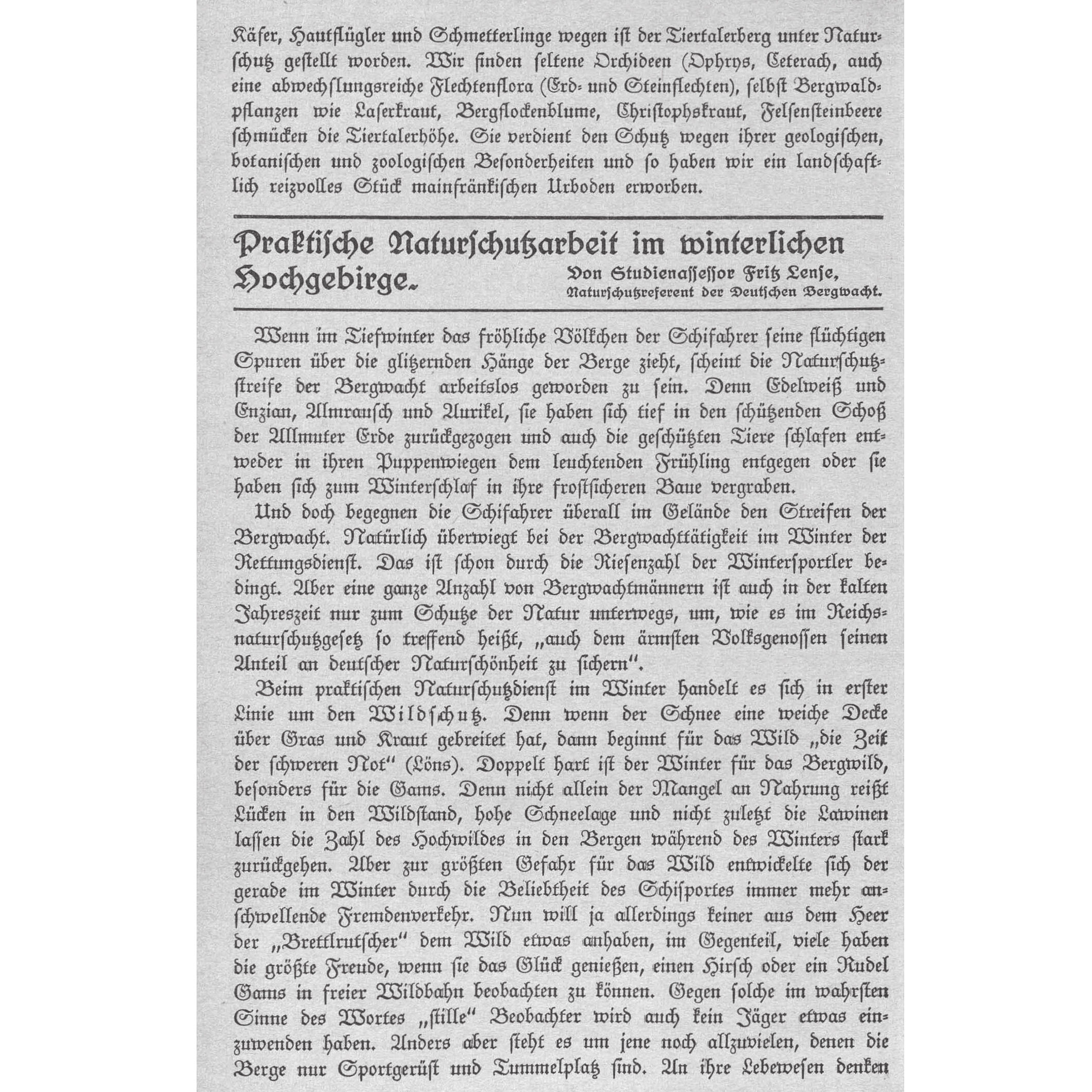 Seite 22 der "Blätter für Naturschutz" 1940: erste Erwähnung von Affental und Benediktushöhe. (Quelle: Blätter für Naturschutz 1940)