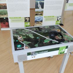 Die großen Vier, Spieltisch Luchs Bär, Wolf, Luch, Spieltisch; Foto Jim Busch