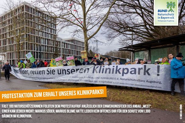 Herr Söder, retten Sie unseren Klinikpark (Foto: Imelda Hönig, Neusäß; Grafik: Verena Fischer)