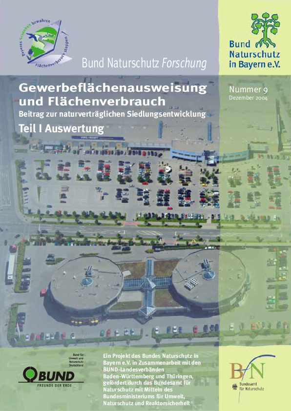 Anhand von Beispielen aus Bayern, Baden-Württemberg und Thüringen arbeitet diese Studie das Thema Flächenverbrauch durch Gewerbegebiete auf.