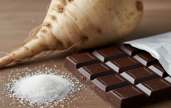 Zutaten der Schokolade prüfen: Achten Sie auf regionale Zutaten aus Bio-Anbau, zum Beispiel auf Rüben- statt Rohrzucker. (Foto: KI-generiert mit Gemini/Holger Lieber) Schokolade mit Rübenzucker: Infos und Checkliste für nachhaltige Schokolade